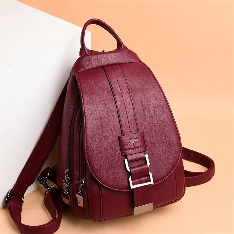 Leather Backpack Vintage - متعددة الوظائف النساء حقائب ظهر جلدية